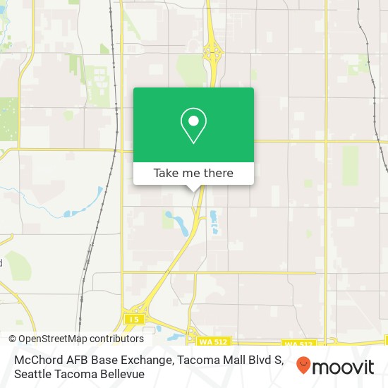 Mapa de McChord AFB Base Exchange, Tacoma Mall Blvd S