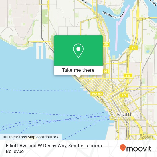 Mapa de Elliott Ave and W Denny Way, Seattle, WA 98119