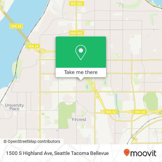 Mapa de 1500 S Highland Ave, Tacoma, WA 98465