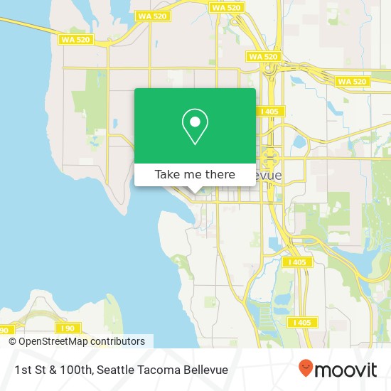 Mapa de 1st St & 100th, Bellevue, WA 98004