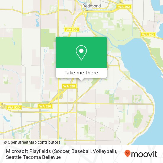 Microsoft Playfields (Soccer, Baseball, Volleyball), 1 Microsoft Way map