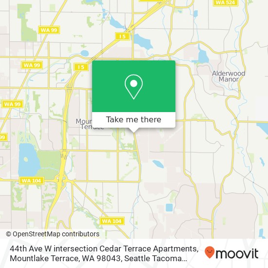 44th Ave W intersection Cedar Terrace Apartments, Mountlake Terrace, WA 98043 map