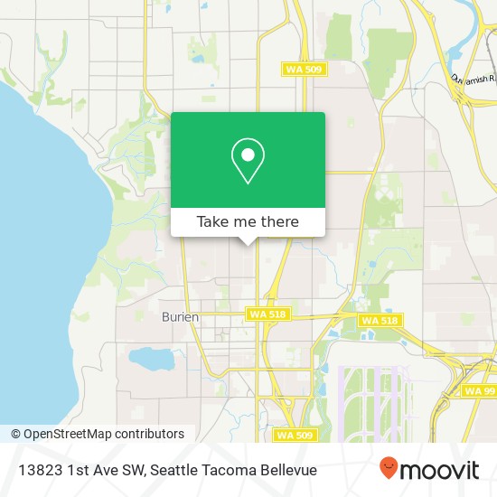 Mapa de 13823 1st Ave SW, Burien, WA 98166