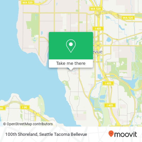 Mapa de 100th Shoreland, Bellevue, WA 98004