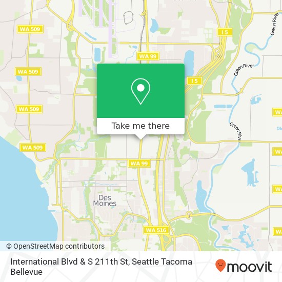 Mapa de International Blvd & S 211th St, Des Moines, WA 98198
