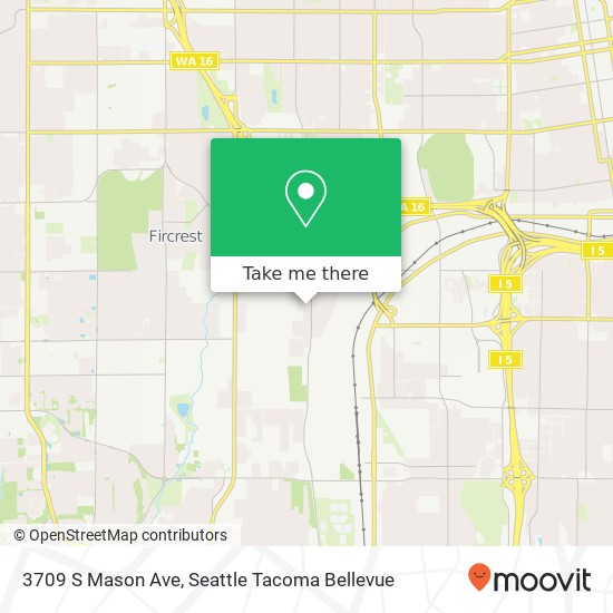 Mapa de 3709 S Mason Ave, Tacoma, WA 98409