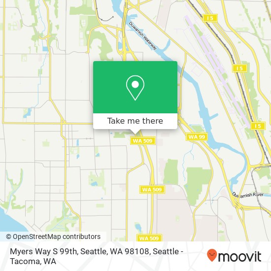 Mapa de Myers Way S 99th, Seattle, WA 98108