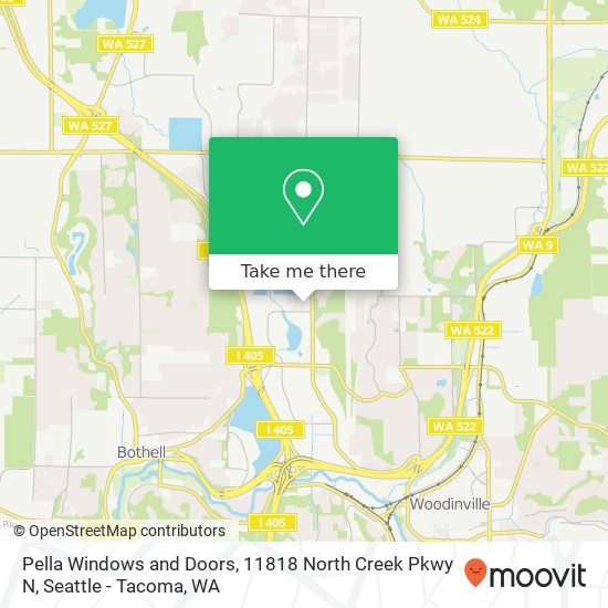 Mapa de Pella Windows and Doors, 11818 North Creek Pkwy N