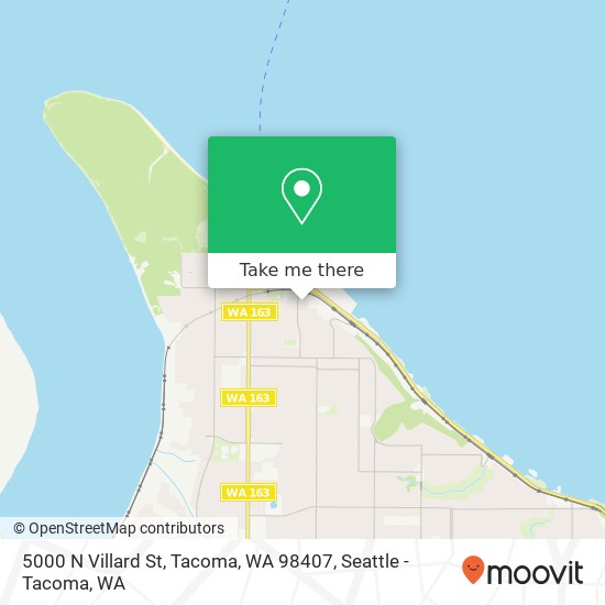 Mapa de 5000 N Villard St, Tacoma, WA 98407