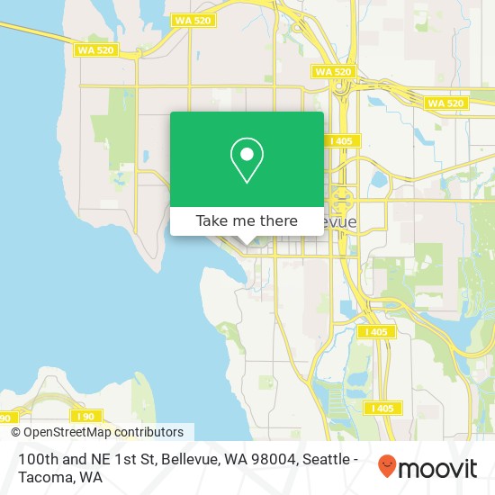 Mapa de 100th and NE 1st St, Bellevue, WA 98004