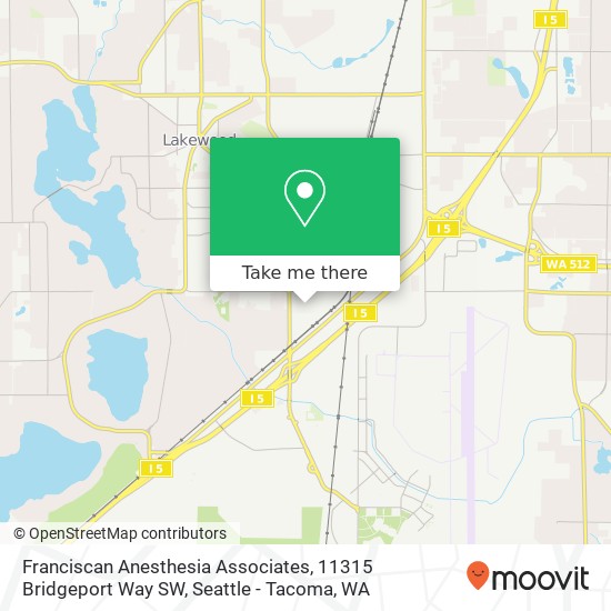 Mapa de Franciscan Anesthesia Associates, 11315 Bridgeport Way SW