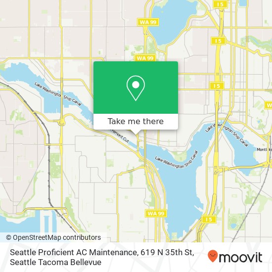 Mapa de Seattle Proficient AC Maintenance, 619 N 35th St