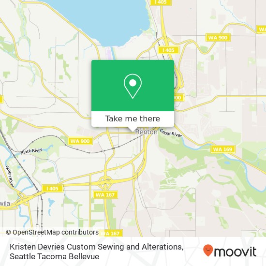 Mapa de Kristen Devries Custom Sewing and Alterations, Renton, WA 98057