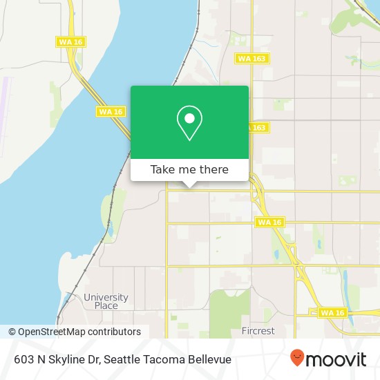 Mapa de 603 N Skyline Dr, Tacoma, WA 98406