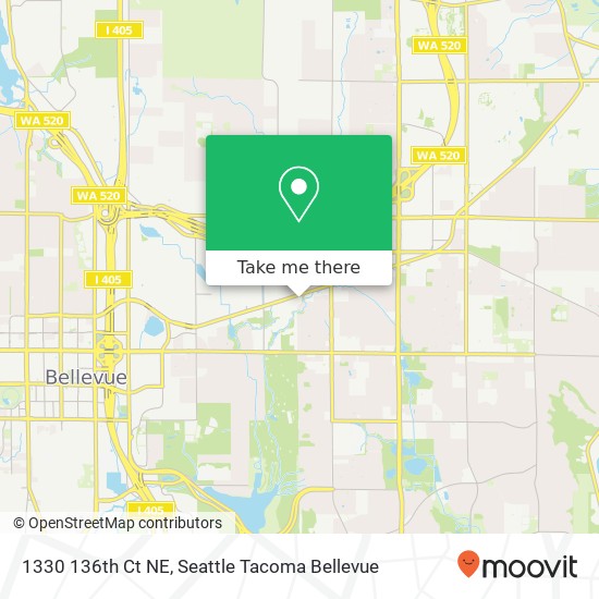 Mapa de 1330 136th Ct NE, Bellevue, WA 98005