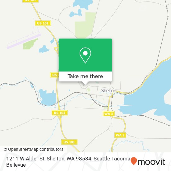 Mapa de 1211 W Alder St, Shelton, WA 98584
