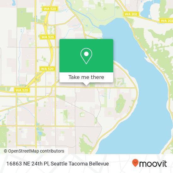 Mapa de 16863 NE 24th Pl, Bellevue, WA 98008