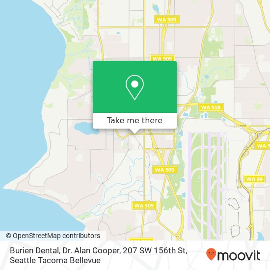 Mapa de Burien Dental, Dr. Alan Cooper, 207 SW 156th St