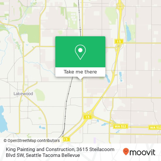 King Painting and Construction, 3615 Steilacoom Blvd SW map