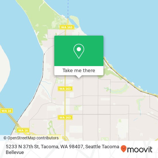 Mapa de 5233 N 37th St, Tacoma, WA 98407