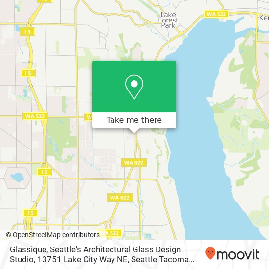 Mapa de Glassique, Seattle's Architectural Glass Design Studio, 13751 Lake City Way NE