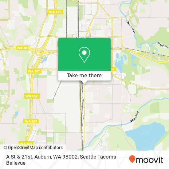 Mapa de A St & 21st, Auburn, WA 98002