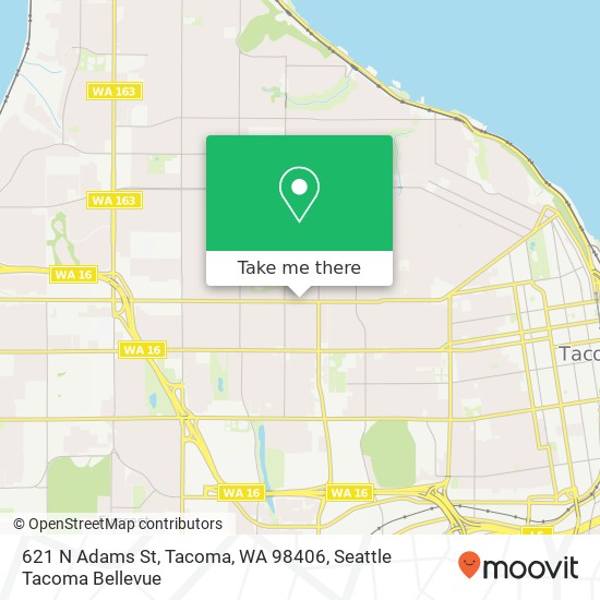 Mapa de 621 N Adams St, Tacoma, WA 98406