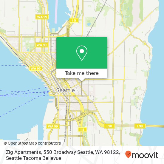 Mapa de Zig Apartments, 550 Broadway Seattle, WA 98122