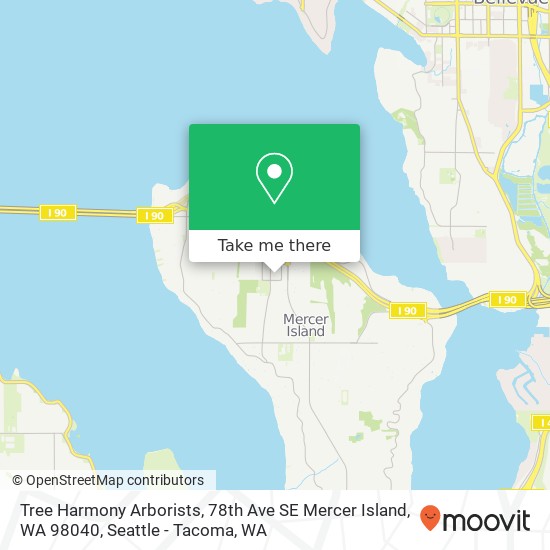 Mapa de Tree Harmony Arborists, 78th Ave SE Mercer Island, WA 98040