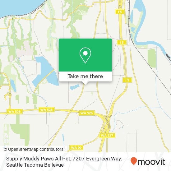 Mapa de Supply Muddy Paws All Pet, 7207 Evergreen Way