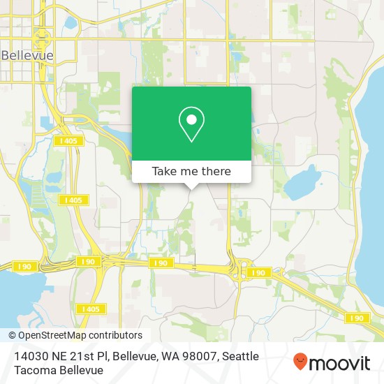 Mapa de 14030 NE 21st Pl, Bellevue, WA 98007