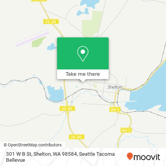 Mapa de 301 W B St, Shelton, WA 98584