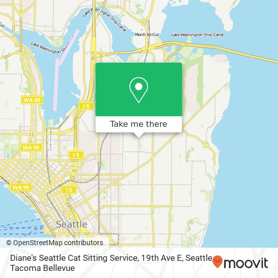 Diane's Seattle Cat Sitting Service, 19th Ave E map