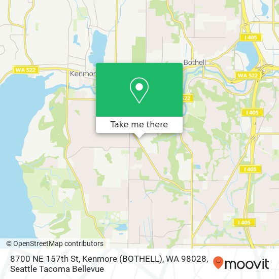 Mapa de 8700 NE 157th St, Kenmore (BOTHELL), WA 98028