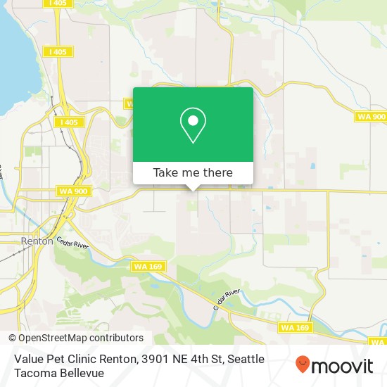 Mapa de Value Pet Clinic Renton, 3901 NE 4th St