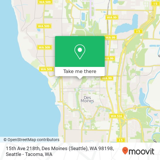 Mapa de 15th Ave 218th, Des Moines (Seattle), WA 98198
