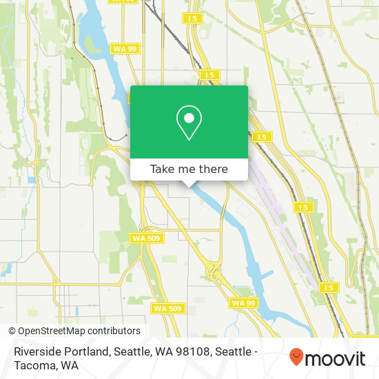 Mapa de Riverside Portland, Seattle, WA 98108