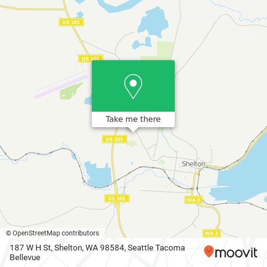 Mapa de 187 W H St, Shelton, WA 98584