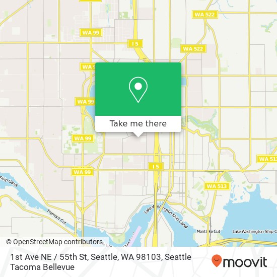 Mapa de 1st Ave NE / 55th St, Seattle, WA 98103