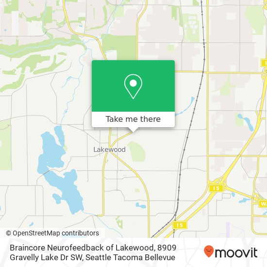 Mapa de Braincore Neurofeedback of Lakewood, 8909 Gravelly Lake Dr SW