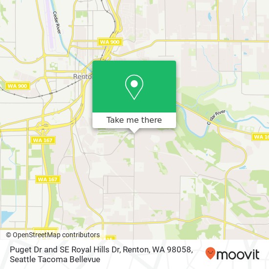 Mapa de Puget Dr and SE Royal Hills Dr, Renton, WA 98058