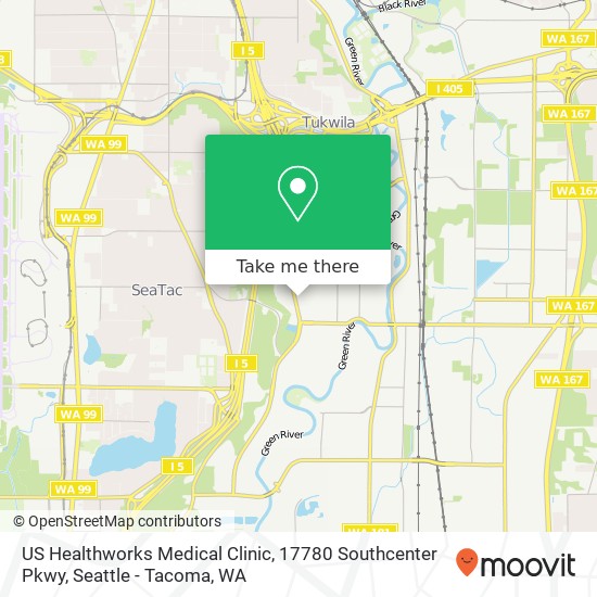 Mapa de US Healthworks Medical Clinic, 17780 Southcenter Pkwy