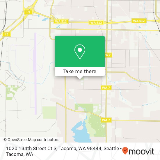 Mapa de 1020 134th Street Ct S, Tacoma, WA 98444