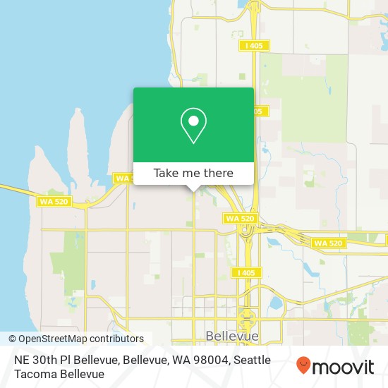 Mapa de NE 30th Pl Bellevue, Bellevue, WA 98004