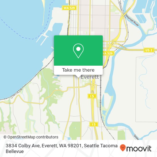 Mapa de 3834 Colby Ave, Everett, WA 98201