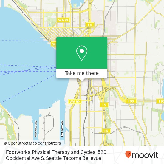 Mapa de Footworks Physical Therapy and Cycles, 520 Occidental Ave S