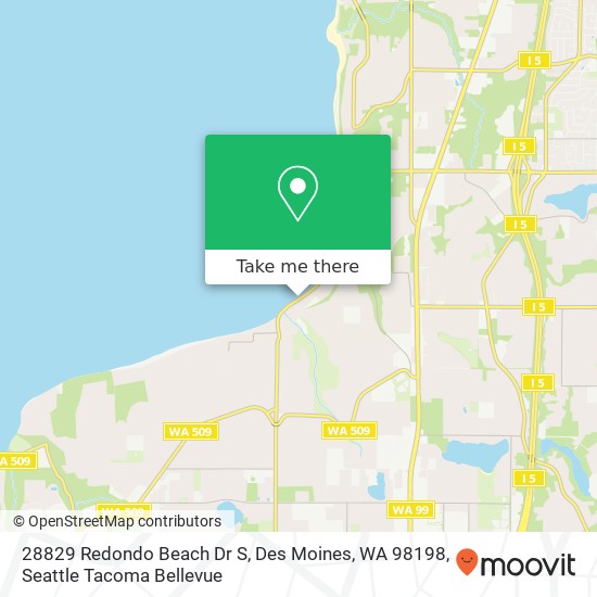 Mapa de 28829 Redondo Beach Dr S, Des Moines, WA 98198