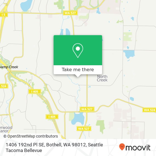 Mapa de 1406 192nd Pl SE, Bothell, WA 98012