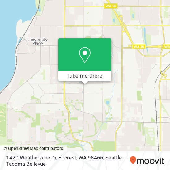 Mapa de 1420 Weathervane Dr, Fircrest, WA 98466