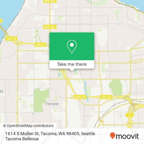 Mapa de 1614 S Mullen St, Tacoma, WA 98405